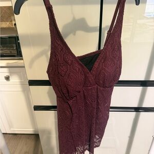 Swimsuits For All Burgundy Lace One Piece